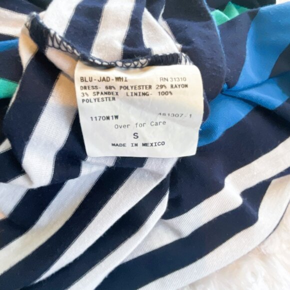 BCX Long Maxi Dress  Ruffled Halter Stretch Multicolor Horizontal Strip S - Picture 9 of 11